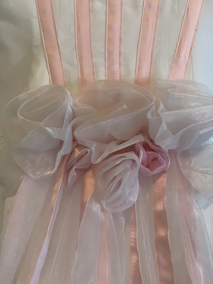 Vintage Pink/White Wedding Dress Sleveless Lace Appliques A Line Bridal PETITES - Image 2 of 4