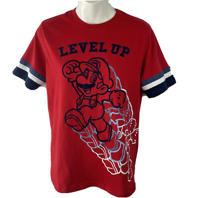 Super Mario Level Up T Shirt / Youth 2XL / Red / Nintendo / Cotton Blend