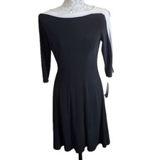 Chaps Dress Colorblock Boatneck 3/4 sleeves A-line NWT Women's Small