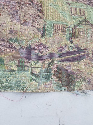 Vintage Französische Dorfszene Wandbehang Wandteppich 52x50cm - Bild 17 von 18