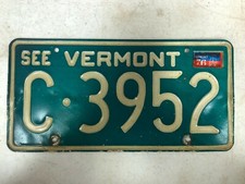 1976 VERMONT License Plate C-3952