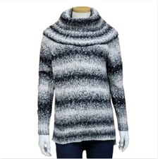 Michael Kors Striped Cowl Neck Long Sleeve Tunic Sweater Size Small Side Slits