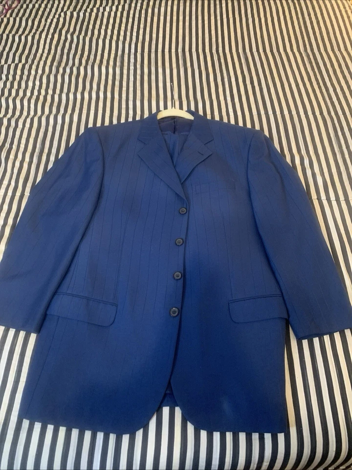 Traje de diseño italiano para hombre Giorgio Cosani azul talla 46R pantalones 34”WX28”L 3” defraudable Foto 2 de 4