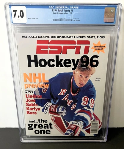 WAYNE GRETZKY #1 ISSUE ESPN HOCKEY 1996 CGC 7.0 NEW YORK RANGERS COVER *
