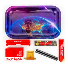 Metal Rolling Tray 'Merica Combo Bundle Kit RAW, SKY HIGH Gift Pack Set #14 King