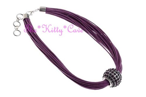 Colour Pop Multi Kordel Schieber Kugel Anhänger Halsband Halskette mit Swarovski Kristallen - Bild 6 von 7