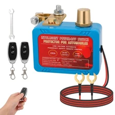 12V 200A Remote Battery Disconnect Switch Pure Copper (+)(-) Connection Contr...