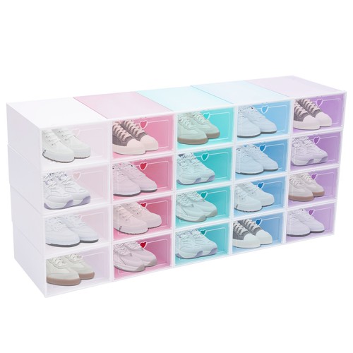 Caja de almacenamiento de zapatos de 20 piezas cajas de zapatos caja de zapatos de plástico cubierta abatible gruesa - Imagen 5 de 23
