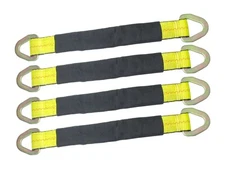 4 Pack 2" x 21" Axle Straps with Protective Sleeve, Delta Rings, WLL 3,335 lbs