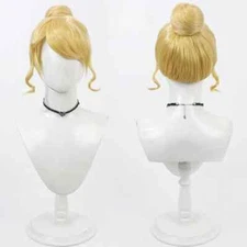 Cinderella Cosplay Wig for Adult Women Blonde Princess Wigs with Buns Updo Hair