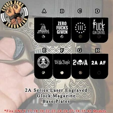 2A Magazine Base Floor Plate Laser Engraved for Glock 17 19 23 Gen1-5