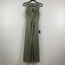 Lulus See Me Stun Olive Green Sleeveless Knotted Maxi Dress Size Small Slit