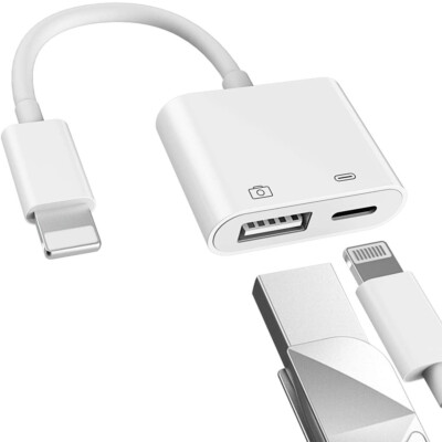 Transfer Pics,Video,Files,ect-Fits iPhone/iPad USB Camera Adapter, IOS Supported