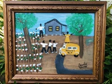 Outsider Southern Primitive Folk Art Acrylic Painting "Cousin Willie's House"