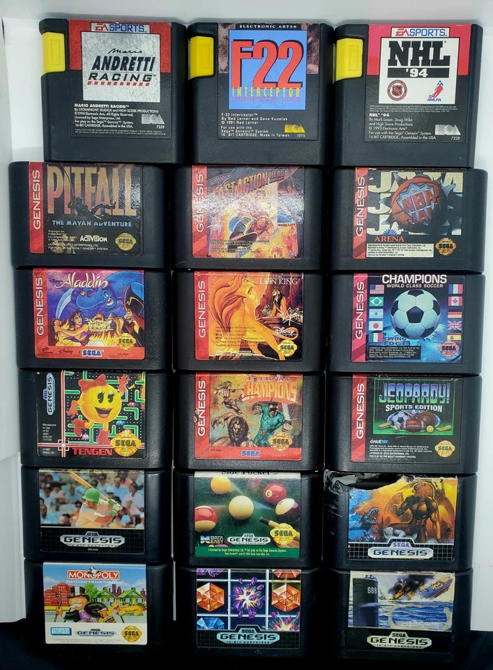 LOTE de 18 juegos vintage de Sega 1989 NHL/NBA JAM/Lion King/PitFall/Aladdin/Alt Beast!🔥 Foto 3 de 4