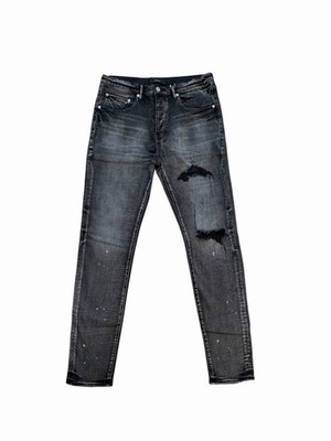 Purple Brand Jeans Men Distressed Skinny Black P001 $250 Size 34