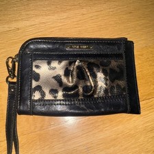 Nine West studs Cheetah Print Black Gold Biker Wristlet Purse card purse