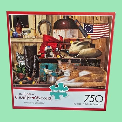 Buffalo Games Cats of Charles Wysocki ''Traveling Cowboy'' 750 Piece Jigsaw Puzzle