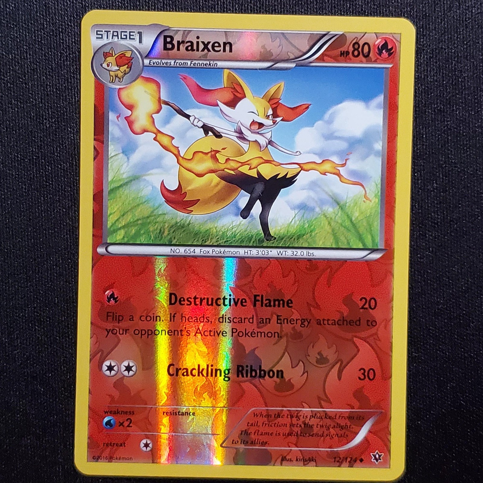 Braixen 12/124 Reverse Holo Uncommon Fates Collide Pokemon Lightly Played