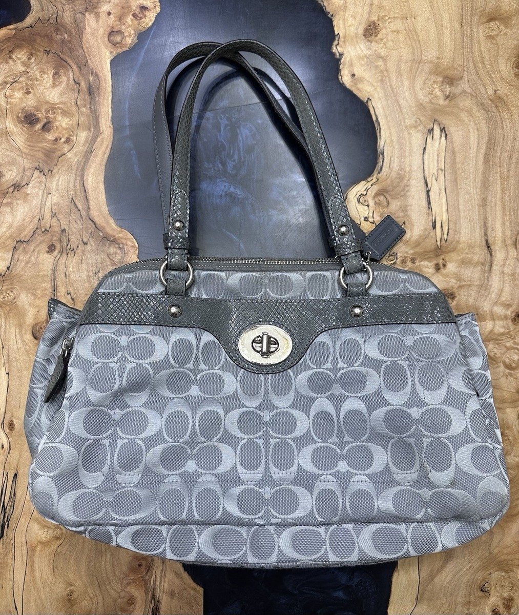 Coach F16542 Penelope Gray Signature Canvas Turnlock Satchel