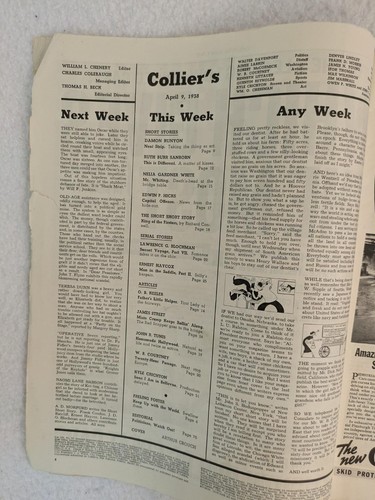 Vintage COLLIER'S National Weekly April 9, 1938 Arthur Crouch Cover DAMON RUNYON - Picture 3 of 5