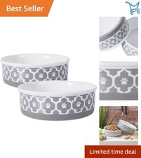 Ceramic Pet Bowl Large Set Non-Skid Dishwasher Safe for Dogs Cats Food Water
