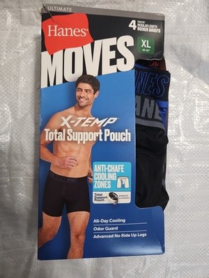 Hanes Moves X Temp Total Support Pouch Boxer Briefs Anti Chafe Cooling Men s XL