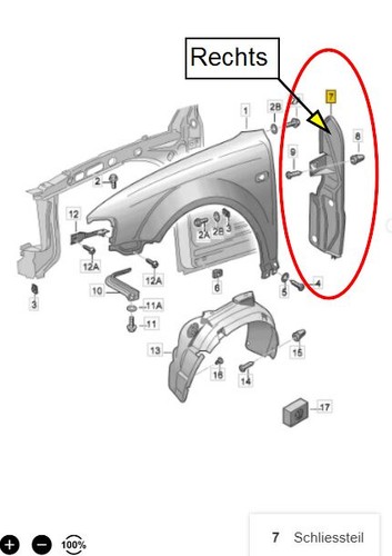 Kotflügel Schließteil Abdeckung Schottblech Rechts 3B0821112A VW Passat 1.8 5V
