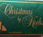 Box of 4 VTG Krebs Glass Ball Ornaments Floral Leaf Glitter Lace Ribbon 4 Colors — photo 2