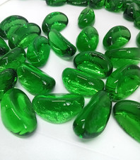 150 X GREEN Glass Pebbles Nuggets STONES Wedding Décor CRAFT VASE