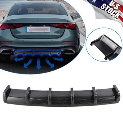 For Audi Q3 Q5 Q7 Q8 Carbon Pattern Rear Diffuser Splitter Bumper Spoiler 6Fin