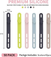 50PCS Silicone New Cable Ties-Reusable Cable Management Organizer,Elastic Cord B