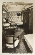 SS Pasteur 1st Class Cabin Steamship Ocean Liner RPPC Photo Postcard COPY