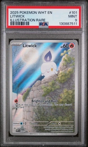 Litwick Illustration Rare Pokemon Wht En-White Flare 101/086 PSA 9