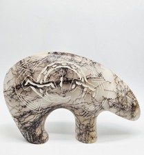 Navajo Native American Spirit Bear Horse Hair Art Pottery Etched Signed Tom Vail