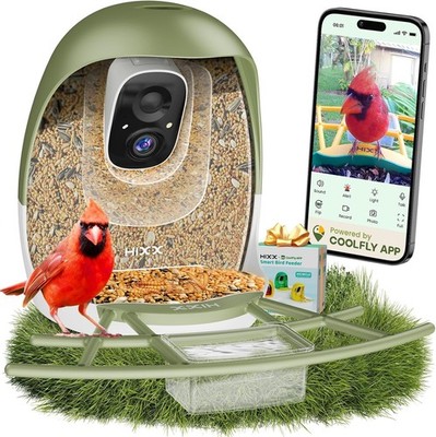 HIXX Smart Bird Feeder with Camera, Identify Birds & Auto Capture, 2K HD Live...
