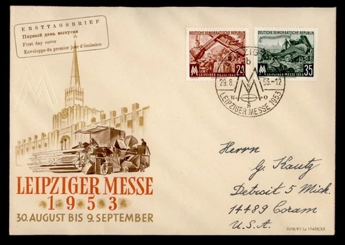 DR WHO 1953 GERMANY DDR FDC LEIPZIG FAIR COMBO M77174