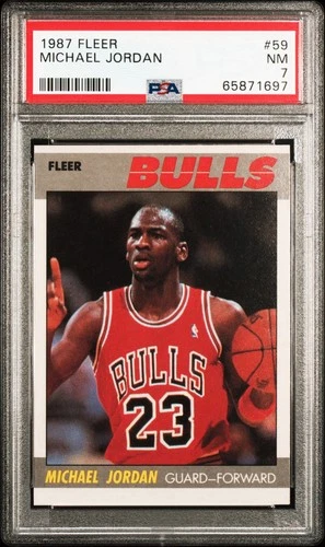 1987 Fleer - Michael Jordan #59 - PSA 7 NM - Chicago Bulls Basketball HOF