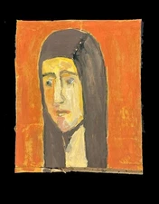 Original Portrait Painting Expressive Folk Woman Naive Fall Wall Art Miz Katie