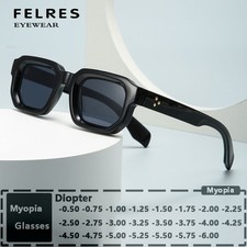 Square Thick Frame Tinted Myopia Nearsighted Glasses Unisex Retro Shade Glasses