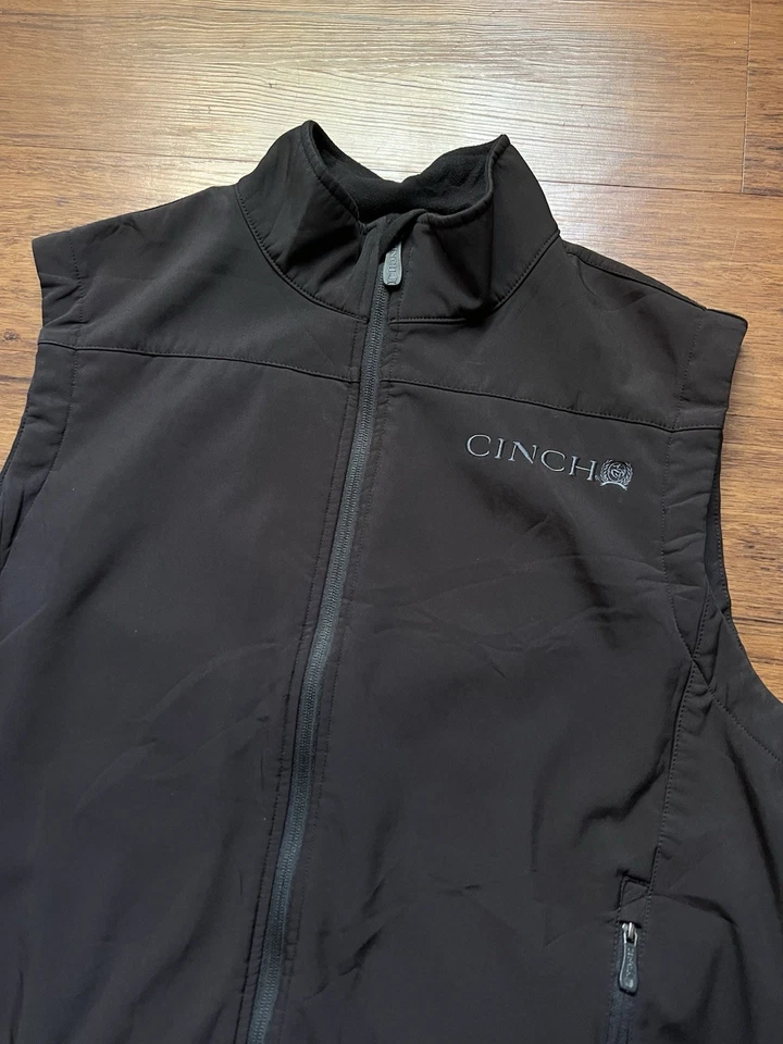 Cinch Vest Mens XL Black Softshell Fleece Lined Full Zip Western Rodeo Cowboy - Image 2 of 4