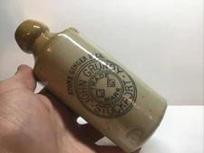 Antique Stoneware John Grundy  Stone Ginger Beer Bottle. Stockport.