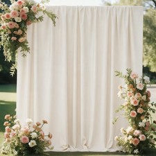 10x10FT Beige Backdrop Curtains for Parties, 5x10FT 2 Panels Ivory