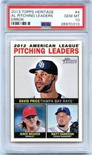 2013 Topps Heritage AL PITCHING' LEADERS Error Variation SSP #4 PSA 10 GEM Pop 1