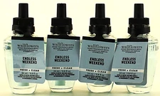 QTY 4 - Bath & Body Works ENDLESS WEEKEND Wallflowers Home Fragrance Oil Refills