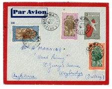 Madagascar 1938 Airmail Stationery -- 1939 Flight to England from Majunga