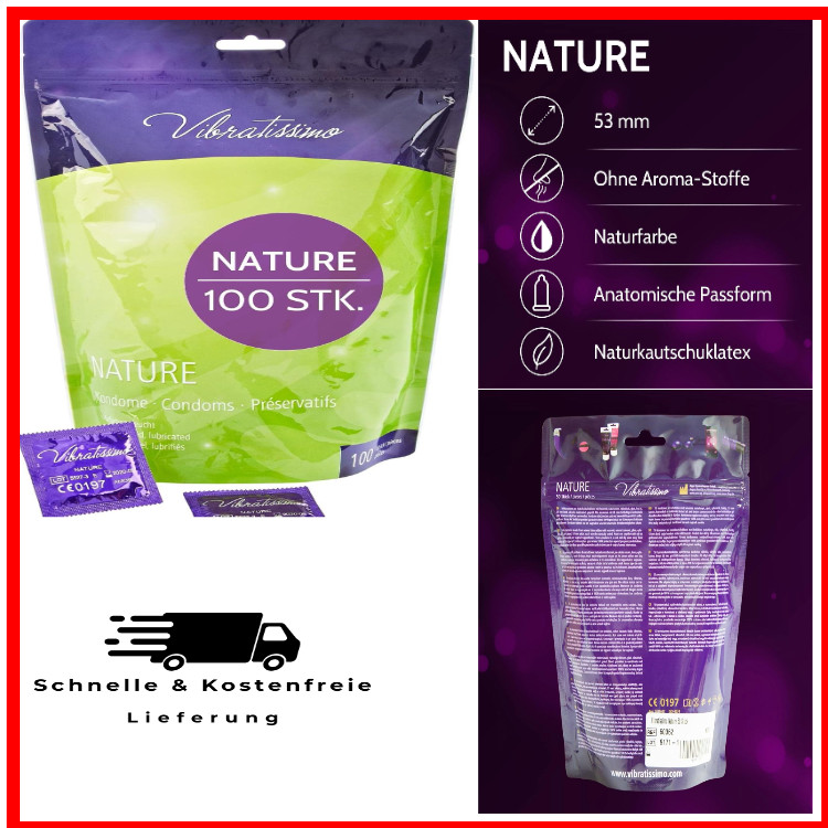 Natürliche Kondome | 53 mm Breite | Feucht & Dünne Wand