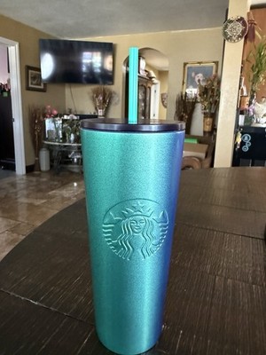 Starbucks Venti Green/Blue Gradation Stainless Steel Cold Cup Tumbler 24 oz