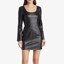 Vero Moda Bella Faux Leather Mini Dress Black Size M