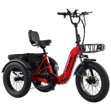 Adult 500W 48V Folding Electric Tricycle, 20x4.0 Fat Tire 3Wheel Ebike,Reverse